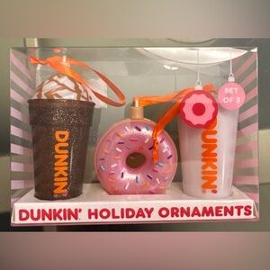 Dunkin Donuts 2024 ornaments set of 3